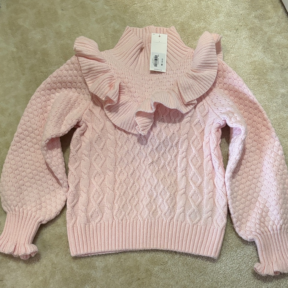 NWT Pink Ruffled Girls’ Sweater, Size 5
